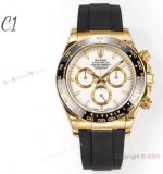 C1 Factory new 4131 Rolex Daytona Gold Oysterflex White Dial Super Replica Watch